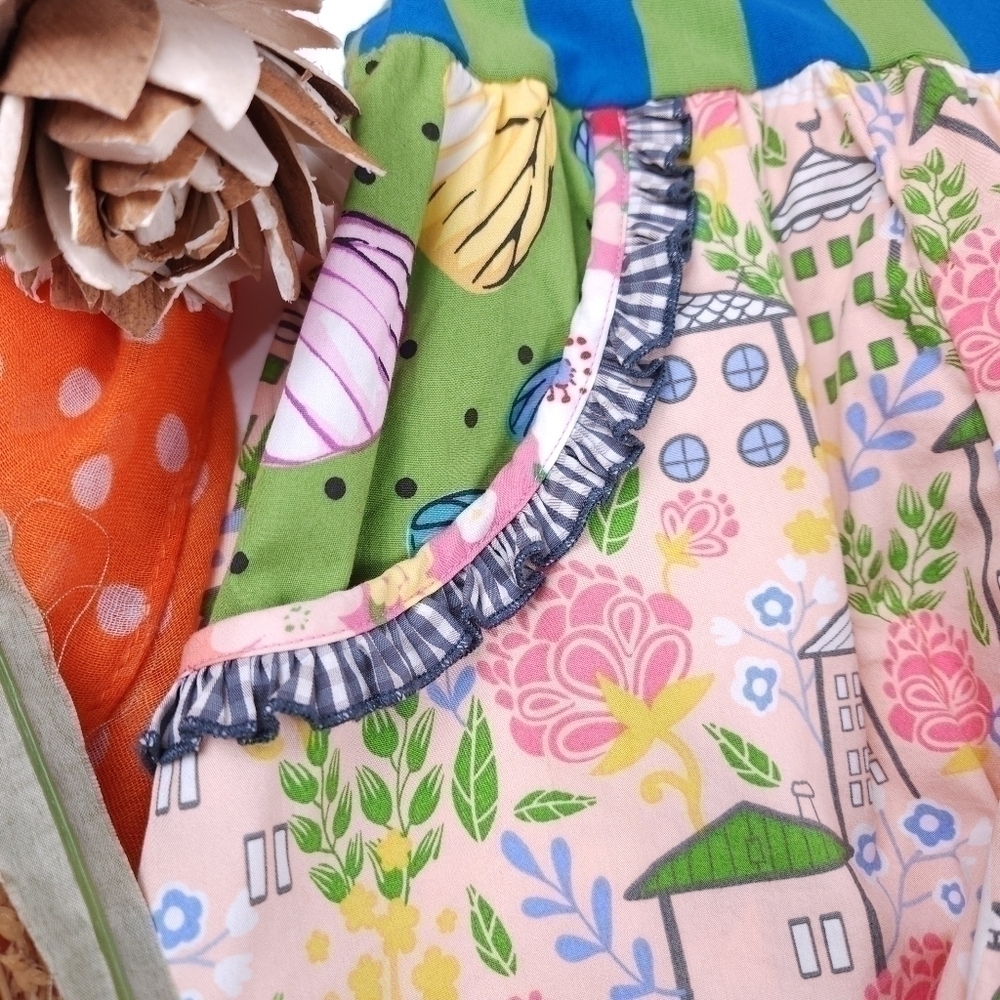New Matilda Jane Pink Floral Green Blue Boho Striped High Waist Skirt Sz… - Picture 9 of 12
